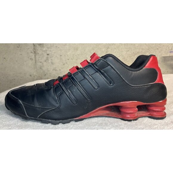 RARE NIKE SHOX NZ EU 501524-027 BLACK SILVER GYM RED MENS SIZE 14 SHOES SNEAKERS - Picture 4 of 8